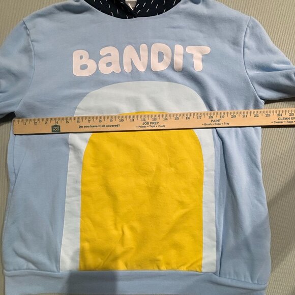 Bandit Light Blue Hoodie with Yellow Arch & Fun Character Hood Size L Unisex - Picture 4 of 9